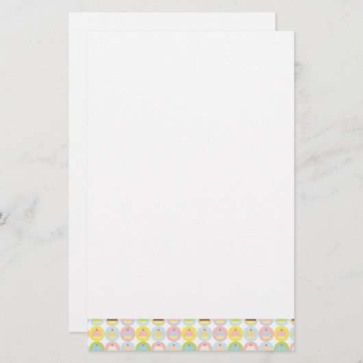 甘いカップケーキパターン文房具 便箋 (正面/裏面)