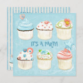 甘いカップケーキ-パーティーだ! バイ招待状 招待状 (正面/裏面)