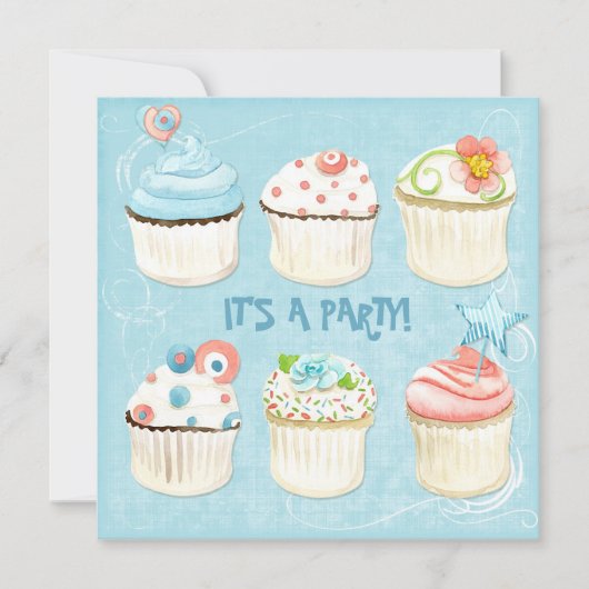 甘いカップケーキ-パーティーだ! バイ招待状 招待状 (正面)