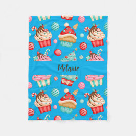 甘いカップケーキ フリースブランケット