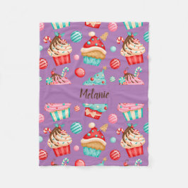 甘いカップケーキ フリースブランケット