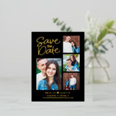 甘いカップルのホイル日付はがきを保存 箔招待状ポストカード (立ち正面)