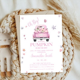 甘いカボチャ秋ベビーシャワーピンクボウコケット 招待状