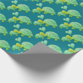 甘いカメはお母さんおよびベビーを抱き締めます ラッピングペーパー (角)