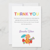 甘いカラフルおもしろいキャンディテーマベビーシャワー サンキューカード (正面)