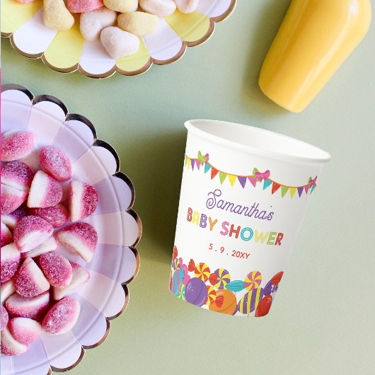 甘いカラフルおもしろいキャンディテーマベビーシャワー 紙コップ