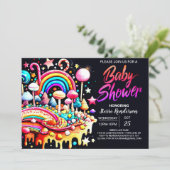 甘いカラフルお祝いベビーシャワー 招待状 (スタンド正面)