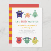 甘いカラフルな小さいモンスターの子供の誕生日 インビテーションポストカード (正面/裏面)