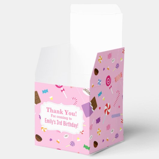 甘いカラフルキャンディピンクパターンパーティーの好意ボックス フェイバーボックス (オープン)