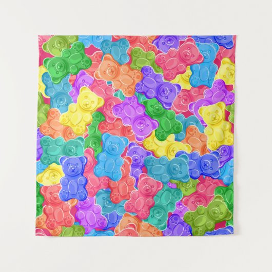 甘いカラフルゼリーのクマ、グミのキャンディー。船乗り タペストリー (正面)