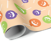 甘いカラフルハロウィーン棒つきキャンデーシームレスな不気味 ラッピングペーパー (ロールコーナー)