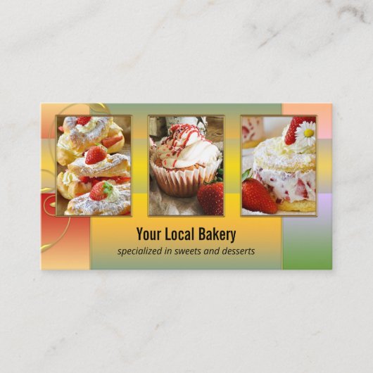 甘いカラフルベーカリーデザートフォト 名刺 (正面)