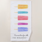 甘いカラフルモダンの夏パーソナライズされた ビーチタオル (正面)