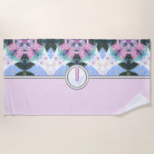 甘いカラフル幾何学模様モノグラムの ビーチタオル (正面)