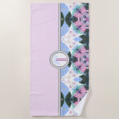 甘いカラフル幾何学模様モノグラムの ビーチタオル (正面)