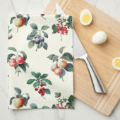 甘いカラフル植物性ヴィンテージフルーツonホワイト キッチンタオル (四つ折り)