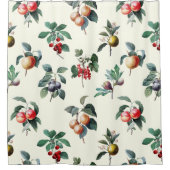 甘いカラフル植物性ヴィンテージフルーツonホワイト シャワーカーテン (正面)