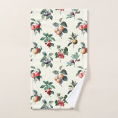 甘いカラフル植物性ヴィンテージフルーツonホワイト バスタオルセット (ハンドタオル)