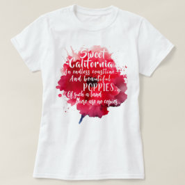 甘いカリフォルニア赤いポピーのロマンチックな愛国心 Tシャツ
