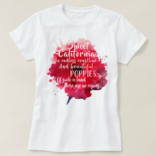 甘いカリフォルニア赤いポピーのロマンチックな愛国心 Tシャツ (デザイン正面)