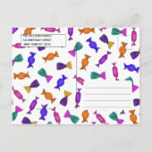 甘いガーリーキャンディカラフルバースデーパーティー インビテーションポストカード (裏面)