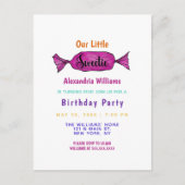 甘いガーリーキャンディカラフルバースデーパーティー インビテーションポストカード (正面)