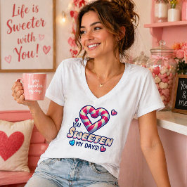 甘いキャンディハートデザイン Tシャツ
