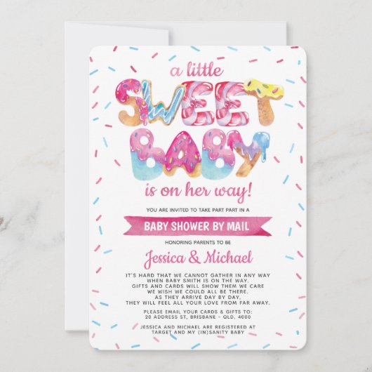 甘いキャンディランド州ベイビーシャワーを郵便で撒く 招待状 (正面)
