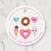 甘いキャンディランド散水ドーナツ赤ちゃんシャワー フェイバータグ (正面)