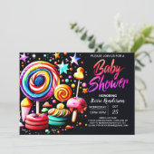 甘いキャンディランド編集可能ベビーシャワー 招待状 (スタンド正面)