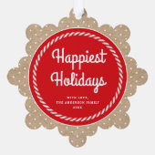 甘いキャンディーケーンフォトクリスマスホリデー オーナメントカード (裏面)