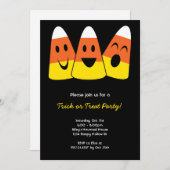 甘いキャンディーコーンのトリオトリックまたはハロウィーンを治療 招待状 (正面/裏面)