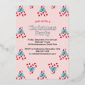 甘いキャンディ缶と弓クリスマス 箔招待状 (正面)