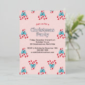 甘いキャンディ缶と弓クリスマス 箔招待状 (立ち正面)