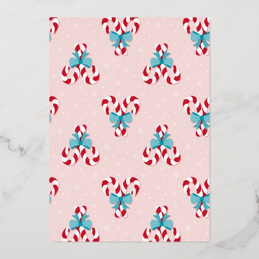 甘いキャンディ缶と弓クリスマス 箔招待状 (裏面)