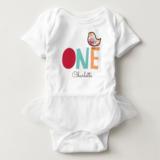 甘いキャンデーのダマスク織のひよこの女の子の第1誕生会 ベビーTシャツ (正面)