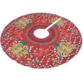 甘いキャンデーの車線のジンジャーブレッドのクリスマスのカップル ブラッシュドポリエステルツリースカート (アングル)