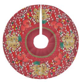 甘いキャンデーの車線のジンジャーブレッドのクリスマスのカップル ブラッシュドポリエステルツリースカート