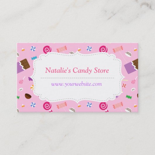 甘いキャンデーパターンピンクの名刺 名刺 (正面)