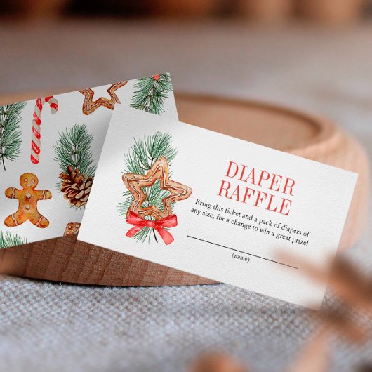 甘いクッキーのクリスマスおむつラッフルベビーシャワー エンクロージャーカード