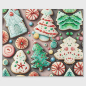 甘いクリスマスと新年の砂糖クッキー ラッピングペーパー (フラット)