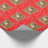 甘いクリスマスの天使の三日月形の月の赤の雪片 ラッピングペーパー (角)