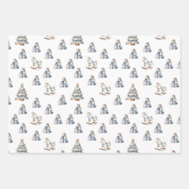 甘いクリスマスウィンターパターン ラッピングペーパーシート