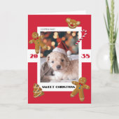 甘いクリスマスカスタム写真かわいいペット シーズンカード (正面)