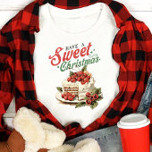 甘いクリスマスケーキレトロ休暇を過ごす トライブレンドＴシャツ