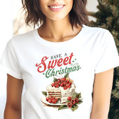 甘いクリスマスケーキレトロ休暇を過ごす トライブレンドＴシャツ