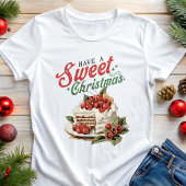 甘いクリスマスケーキレトロ休暇を過ごす トライブレンドＴシャツ