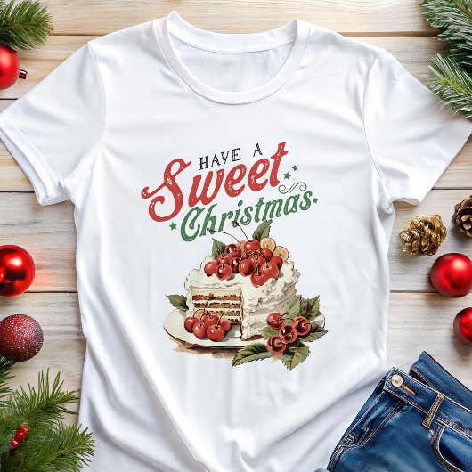 甘いクリスマスケーキレトロ休暇を過ごす トライブレンドＴシャツ