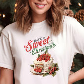 甘いクリスマスケーキレトロ休暇を過ごす トライブレンドＴシャツ