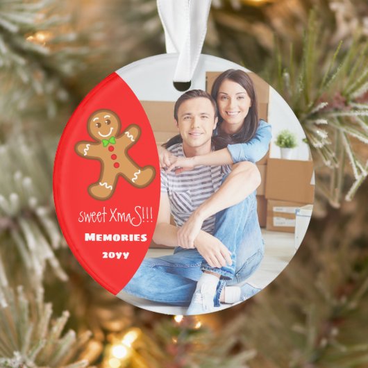 甘いクリスマスジンジャーブレッドマン編集可能文字 – 赤 オーナメント (ツリー)